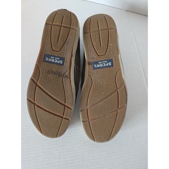 SPERRY Men Boat Shoe Chocolate Color Canvas Tie Closure Sz. 10.5 - Picture 6 of 9